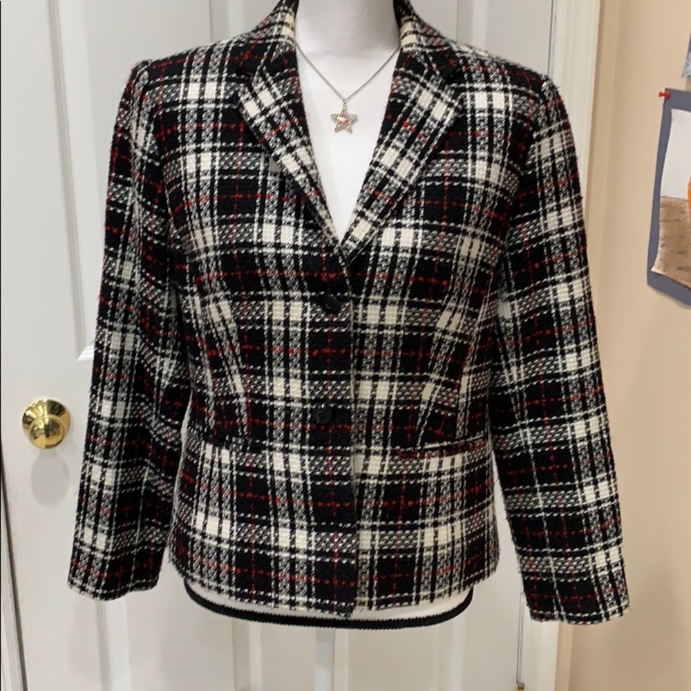 CLEARANCE Julianne Moore Tweed Plaid blazer 8/10